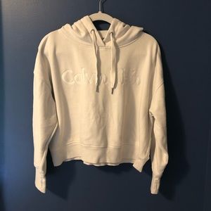 Calvin Klein All-White Cropped Hoodie!